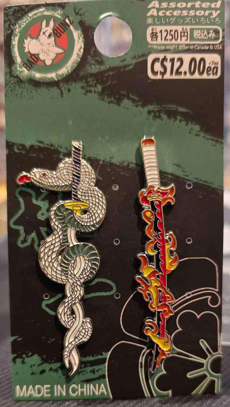 (DS-07PIN) SNAKE & FLAME SWORD Demon Slayer Anime Enamel Pin