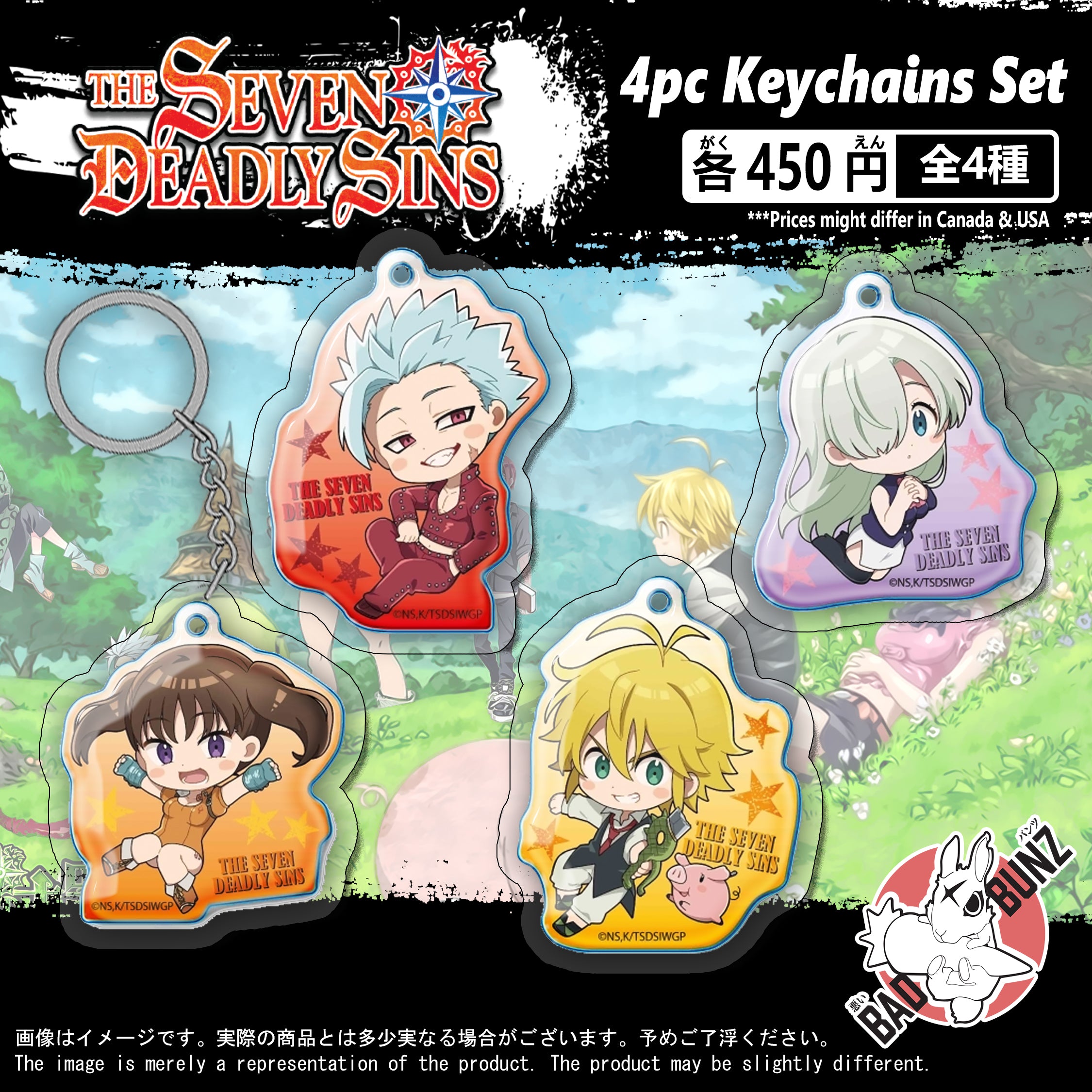 (ZZ-7SN-01KC) Seven Deadly Sins Anime Double-Sided Acrylic Keychain Se ...