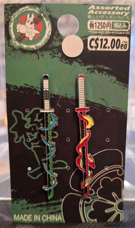 (DS-04PIN) WIND & FLAME SWORD Demon Slayer Anime Enamel Pin