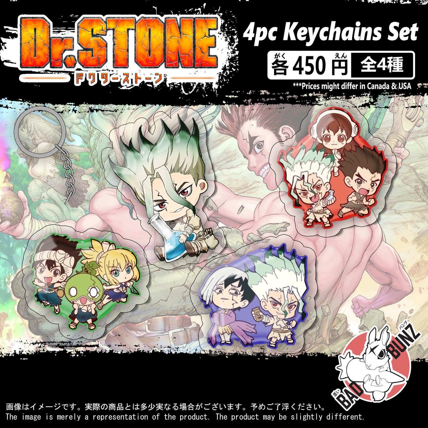 (DRS-01KC) Dr. Stone Anime Double-Sided Acrylic Keychain Set