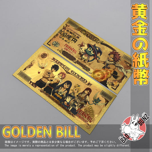 (FT-01GBILL) NATSU Fairy Tail Anime Golden Japanese Yen Bill