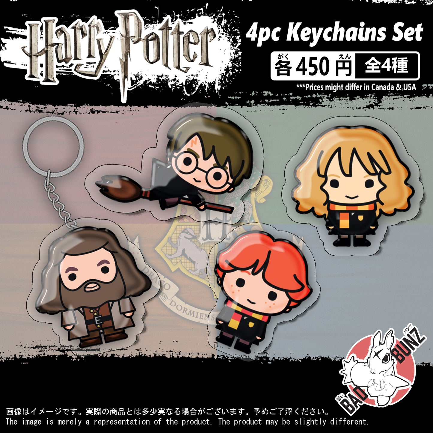 (HP-01KC) Harry Potter Movie Double-Sided Acrylic Keychain Set