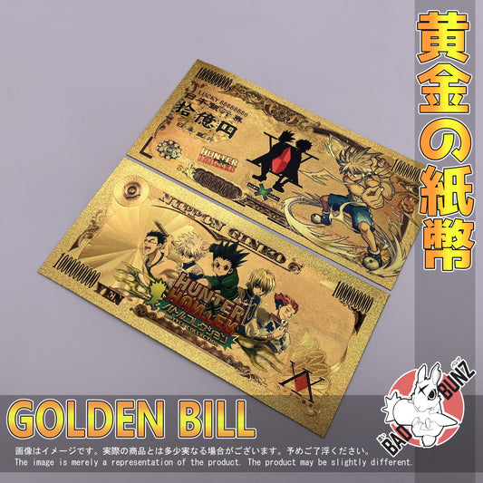 (HXH-05GBILL) KILLUA Hunter x Hunter Anime Golden Japanese Yen Bill