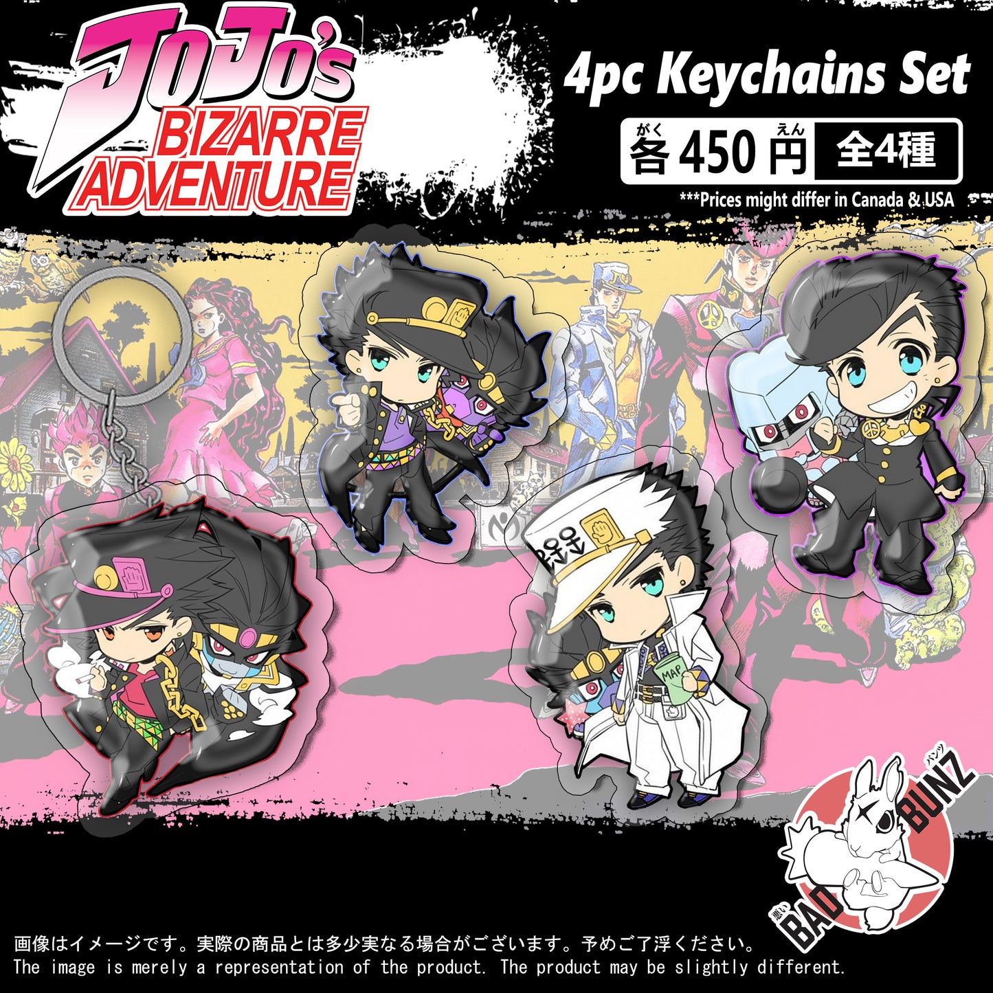 (JOJO-01KC) Jojo's Bizarre Adventure Anime Double-Sided Acrylic Keychain Set