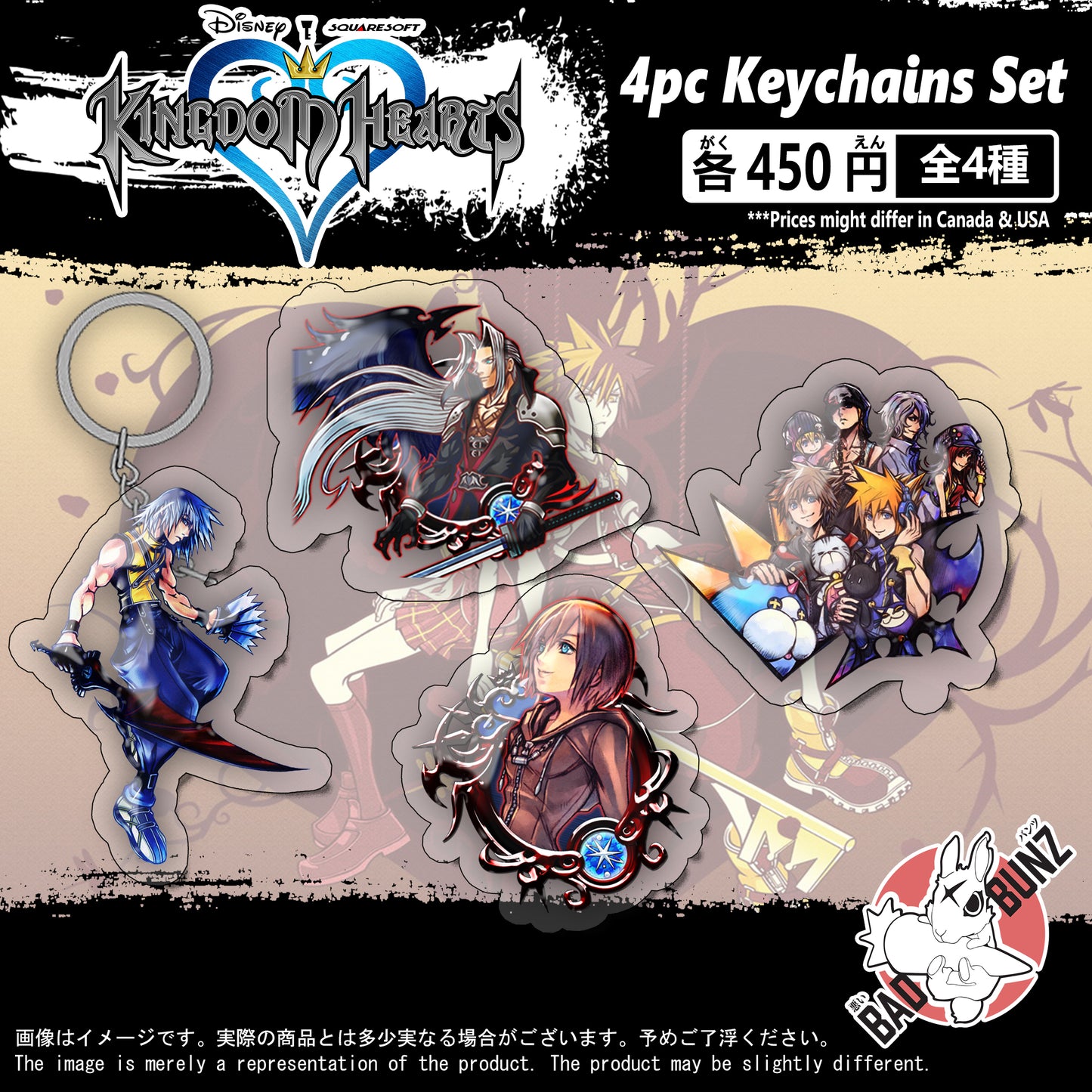 (KDH-01KC) Kingdom Hearts Game Double-Sided Acrylic Keychain Set