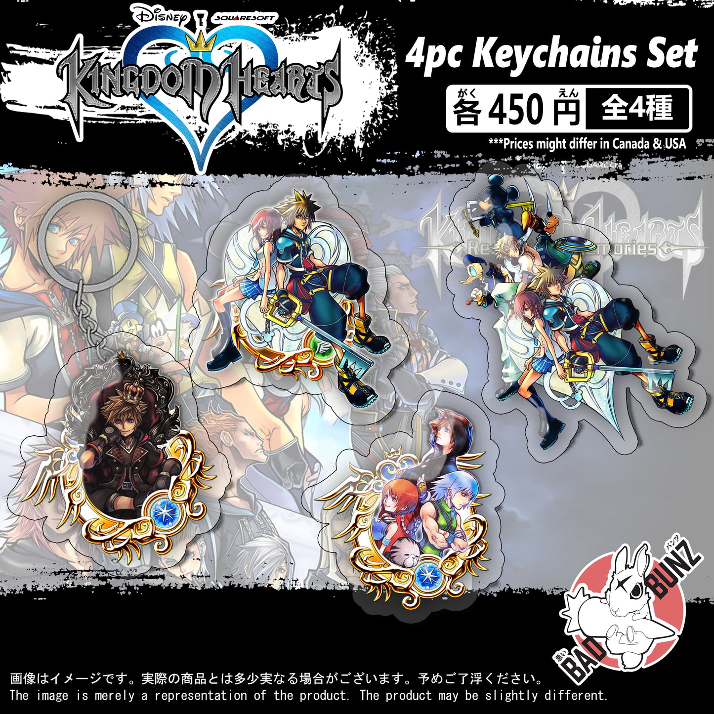 (KDH-02KC) Kingdom Hearts Game Double-Sided Acrylic Keychain Set