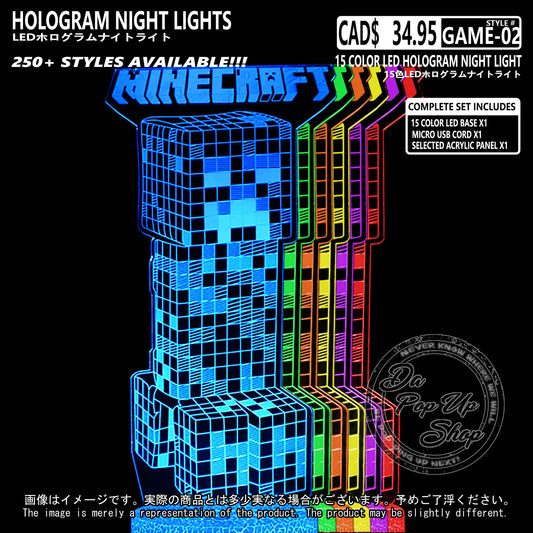 (GAME-02) Minecraft Hologram LED Night Light