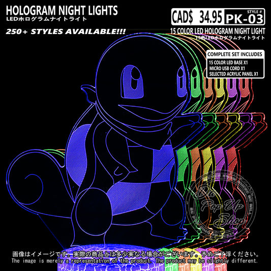 (PKM-03) SQUIRTLE Pokemon Hologram LED Night Light