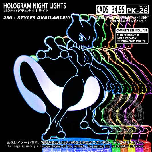 (PKM-26) MEWTWO Pokemon Hologram LED Night Light