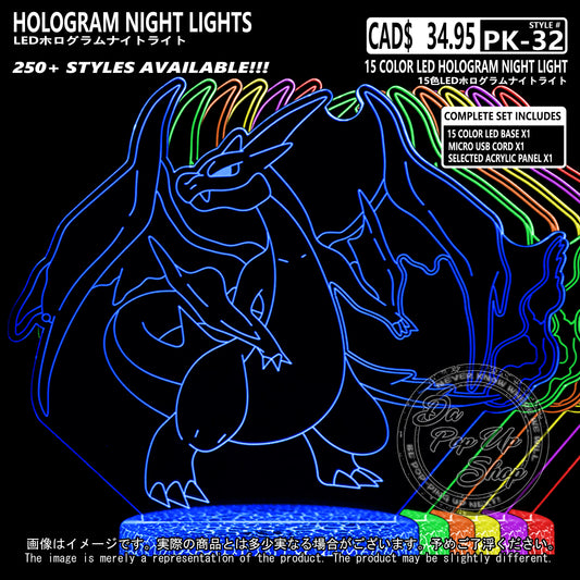 (PKM-32) CHARIZARD Y Pokemon Hologram LED Night Light