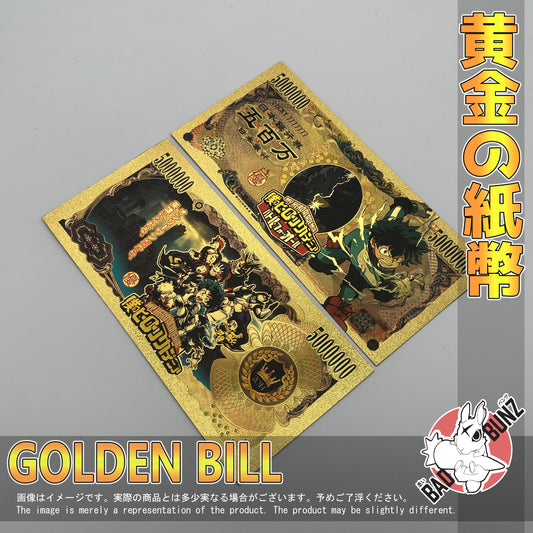 (MHA-01GBILL) IZUKU MIDORIYA My Hero Academia Anime Golden Japanese Yen Bill