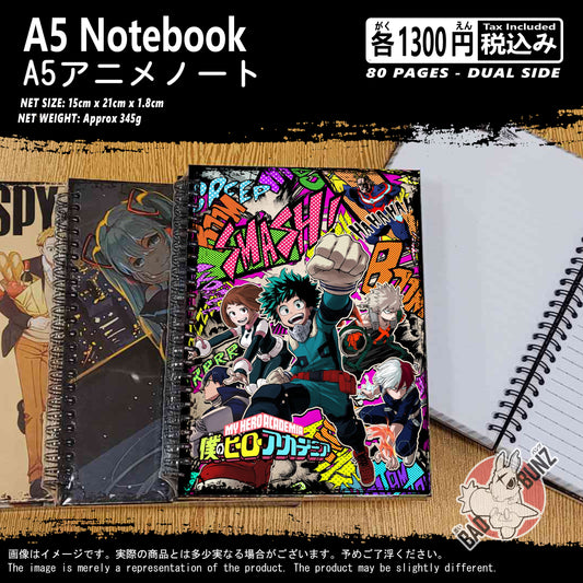 (MHA-01NB) My Hero Academia Anime A5 Spiral-bound Hardcover Notebook
