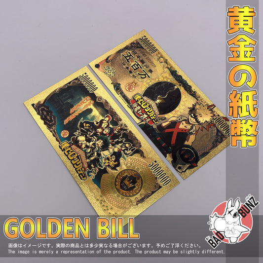 (MHA-02GBILL) KATSUKI BAKUGO My Hero Academia Anime Golden Japanese Yen Bill