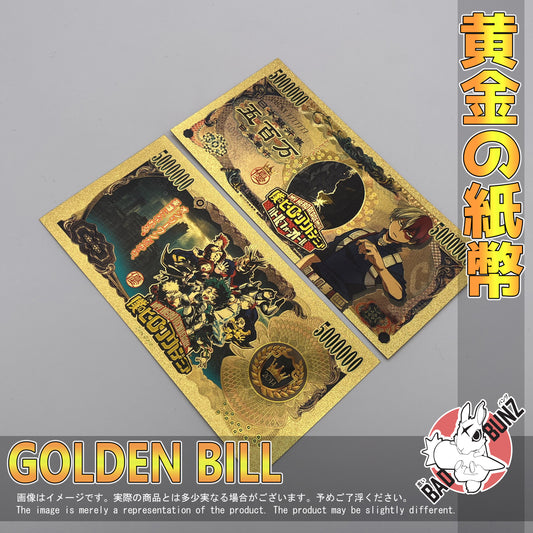 (MHA-03GBILL) SHOTO TODOROKI My Hero Academia Anime Golden Japanese Yen Bill