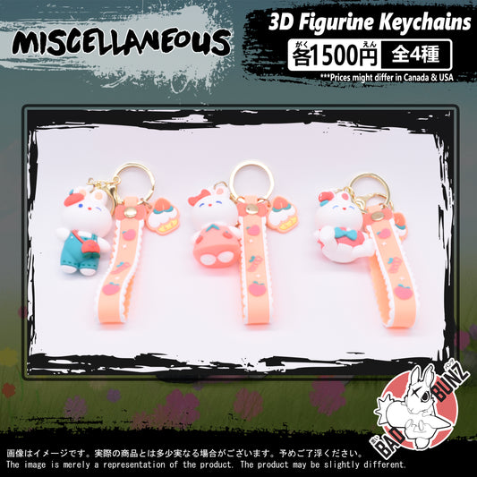 (MISC-03PVC) Miscellaneous Animal Bunny PVC 3D Figure Keychain (128, 129, 127)