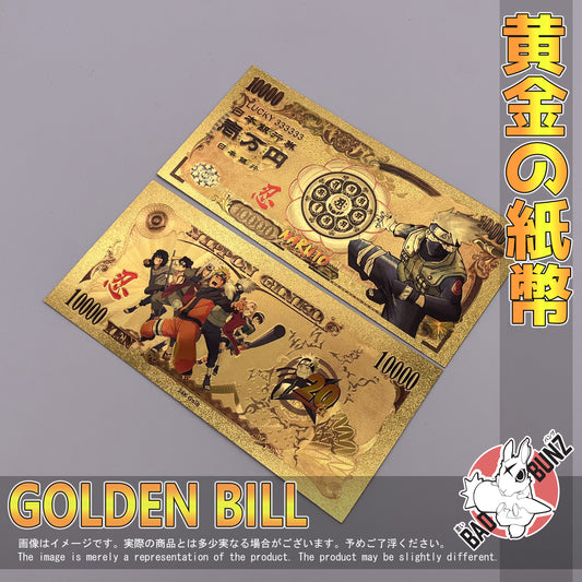 (NAR-02GBILL) KAKASHI Naruto Anime Golden Japanese Yen Bill