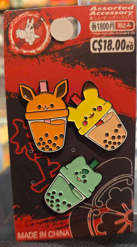 (PKM-28PIN) EEVEE, PIKACHU & BULBASAUR BOBA Pokemon Gaming Enamel Pin
