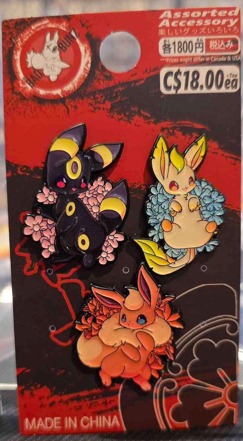 (PKM-43PIN) UMBREON, FLAREON & LEAFEON Pokemon Gaming Enamel Pin
