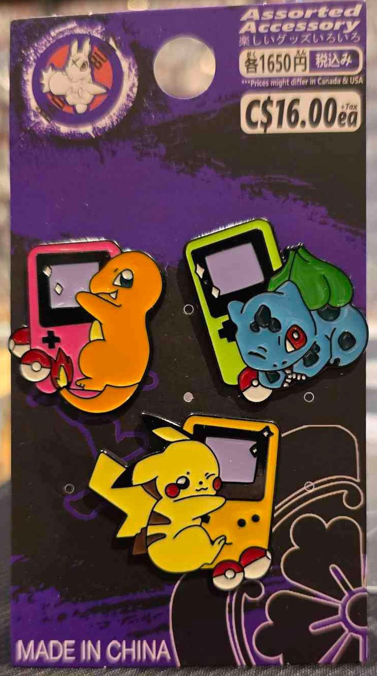 (PKM-47PIN) CHAR, PIKA & BULBA GAMEBOY Pokemon Gaming Enamel Pin