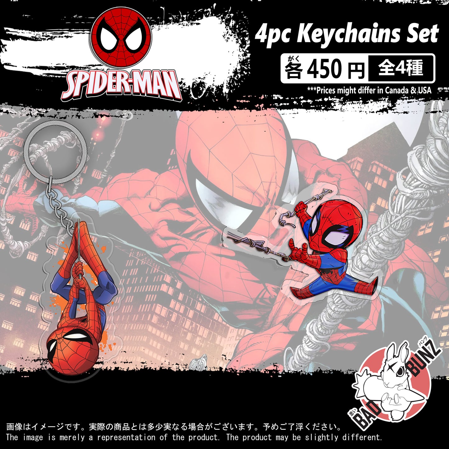 (SPD-02KC) Spiderman Movie Double-Sided Acrylic Keychain Set