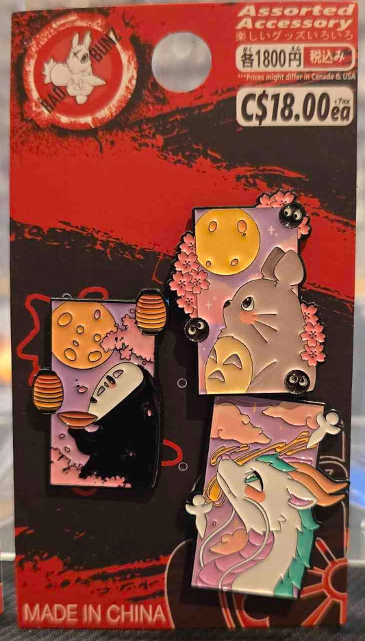 (TTR-05PIN) NO FACE, TOTORO & HAKU Studio Anime Movie Enamel Pin